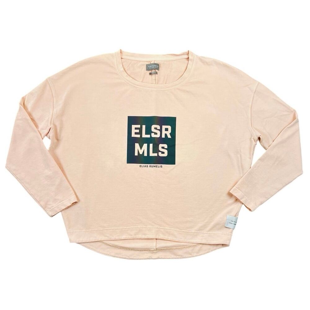 Elias Rumelis Graphic Pale Blush Pink Long Sleeve Top Performance Athleisure - S